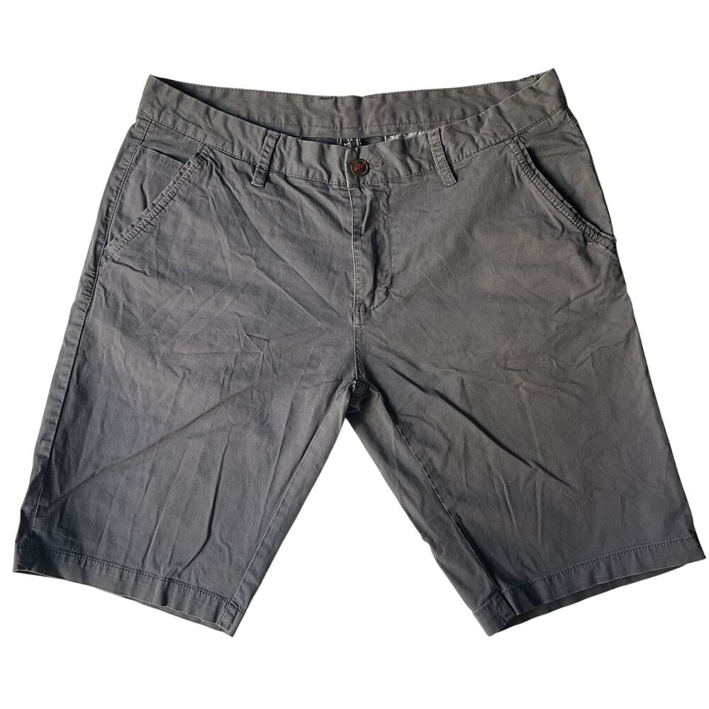 Roosevelt American College Men Shorts 36 Gray Chino Button 11" Inseam Stretch